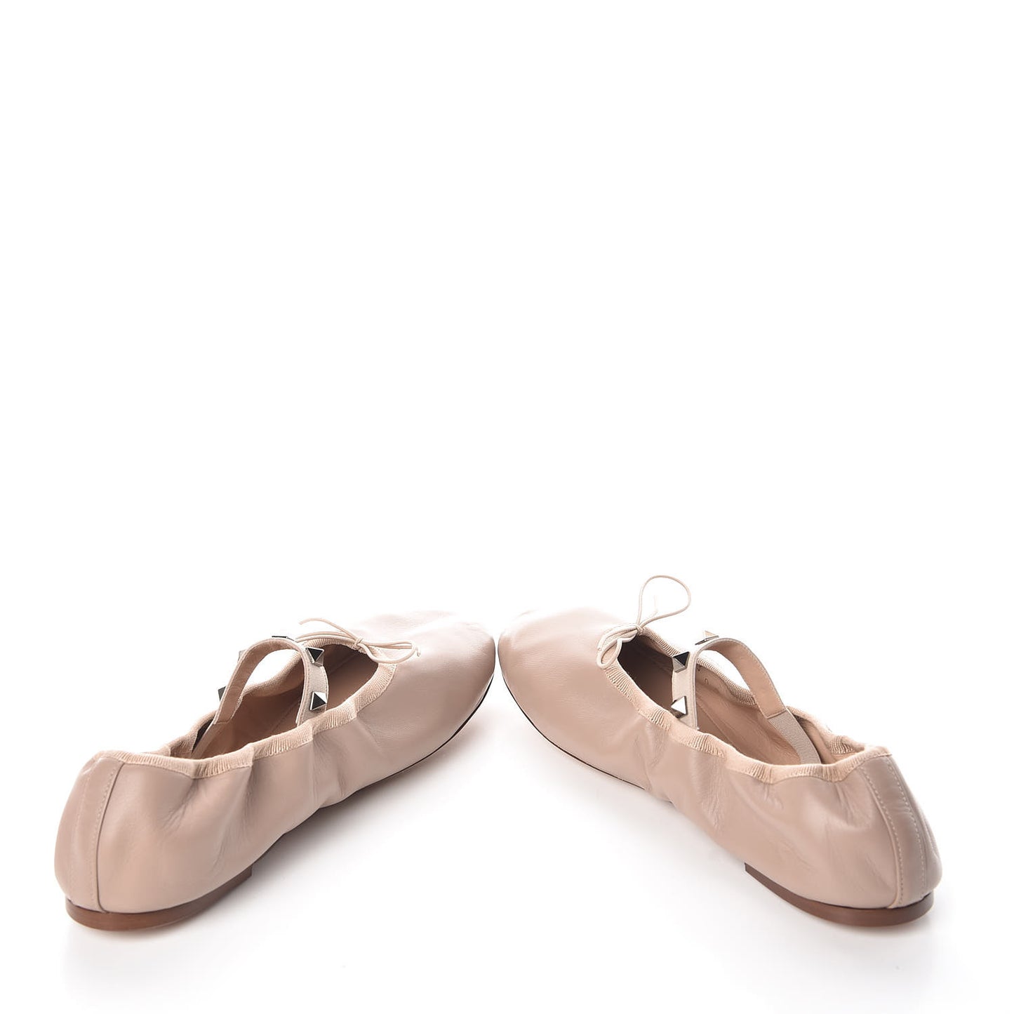 Nappa Rockstud Cross Strap Ballerina Flat 39.5 Poudre Beige