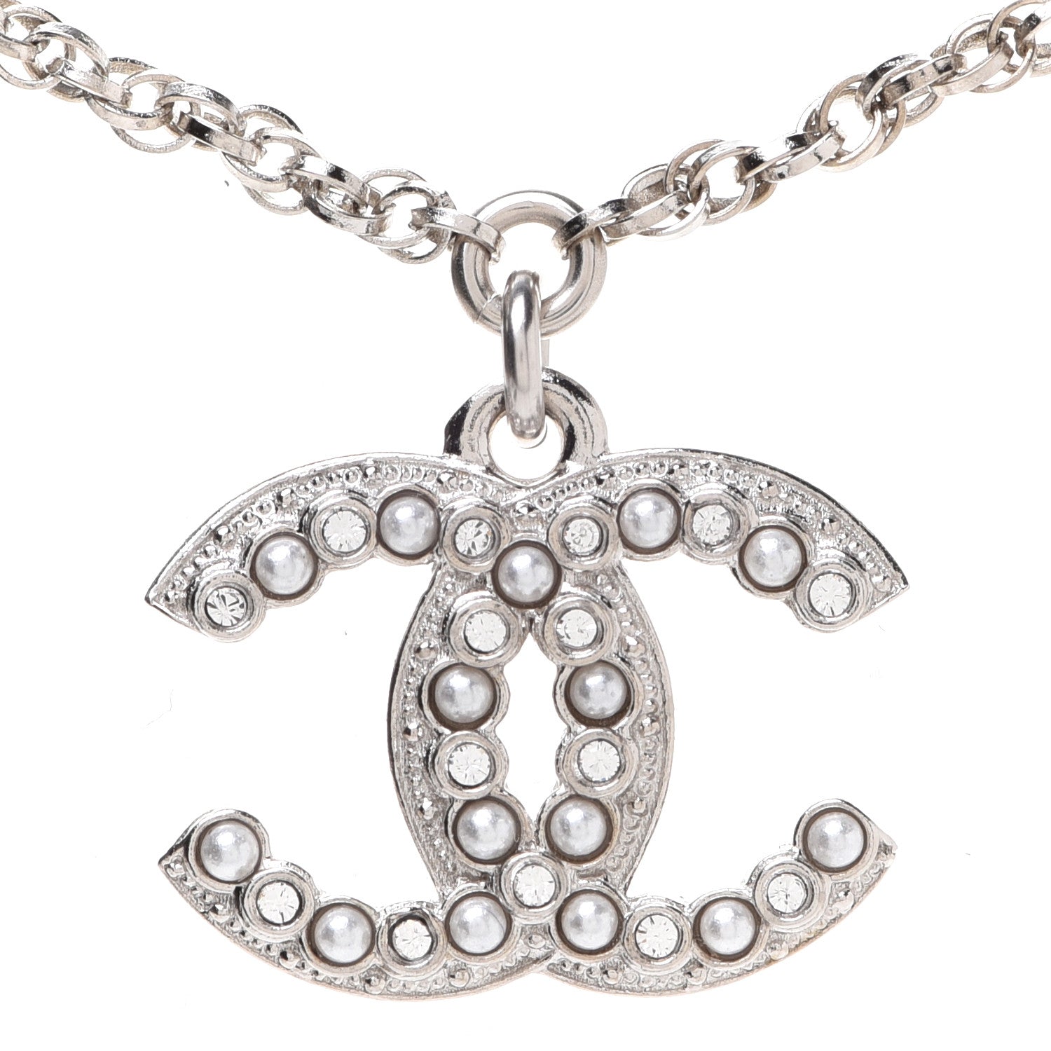 Chanel Pearl Crystal CC Bracelet Silver 4 of 6