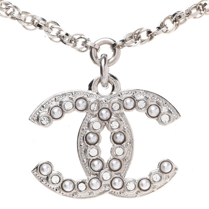 Chanel Pearl Crystal CC Bracelet Silver 4 of 6