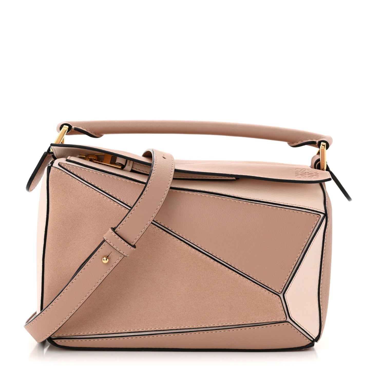 Calfskin Suede Small Puzzle Bag Blush