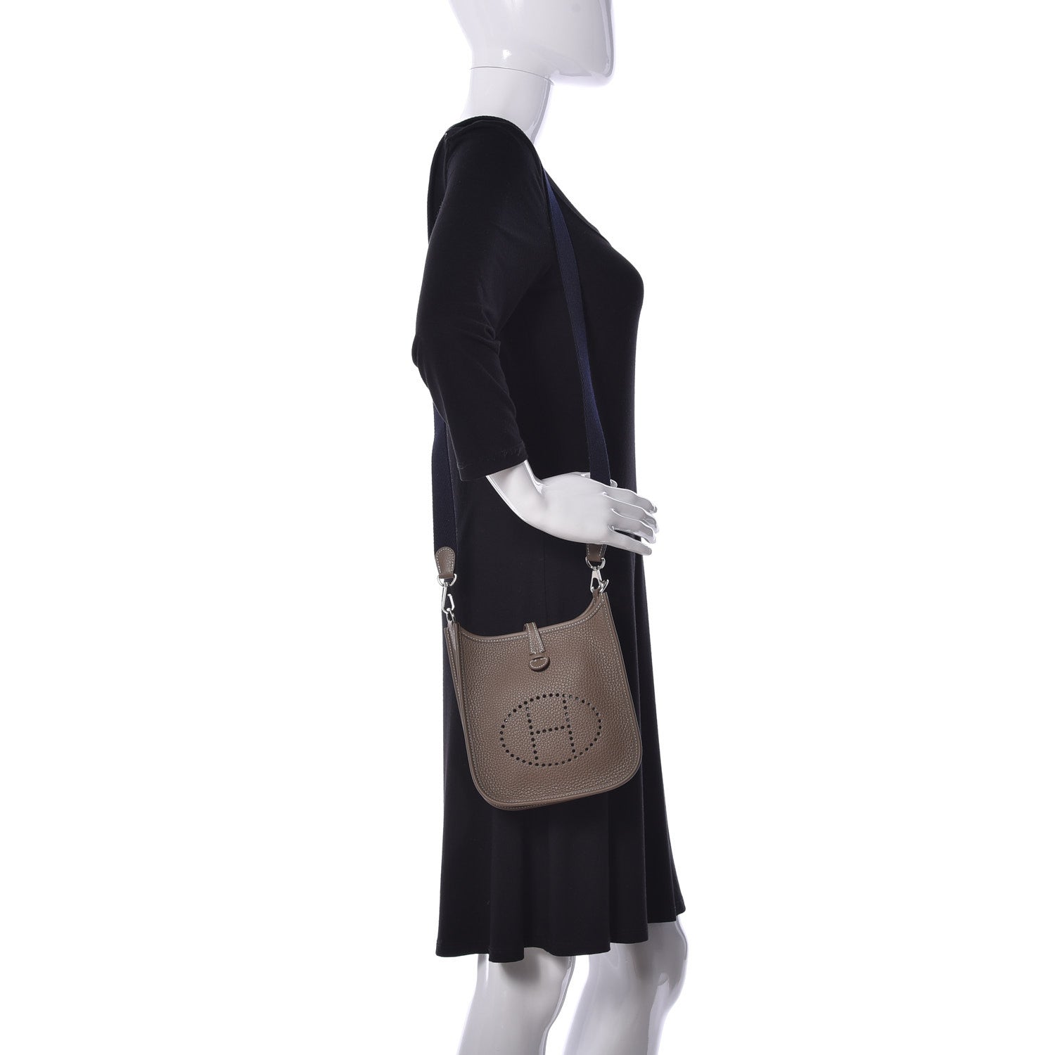Hermes Taurillon Clemence Amazone Evelyne TPM Etoupe Bleu Indigo 2 of 7