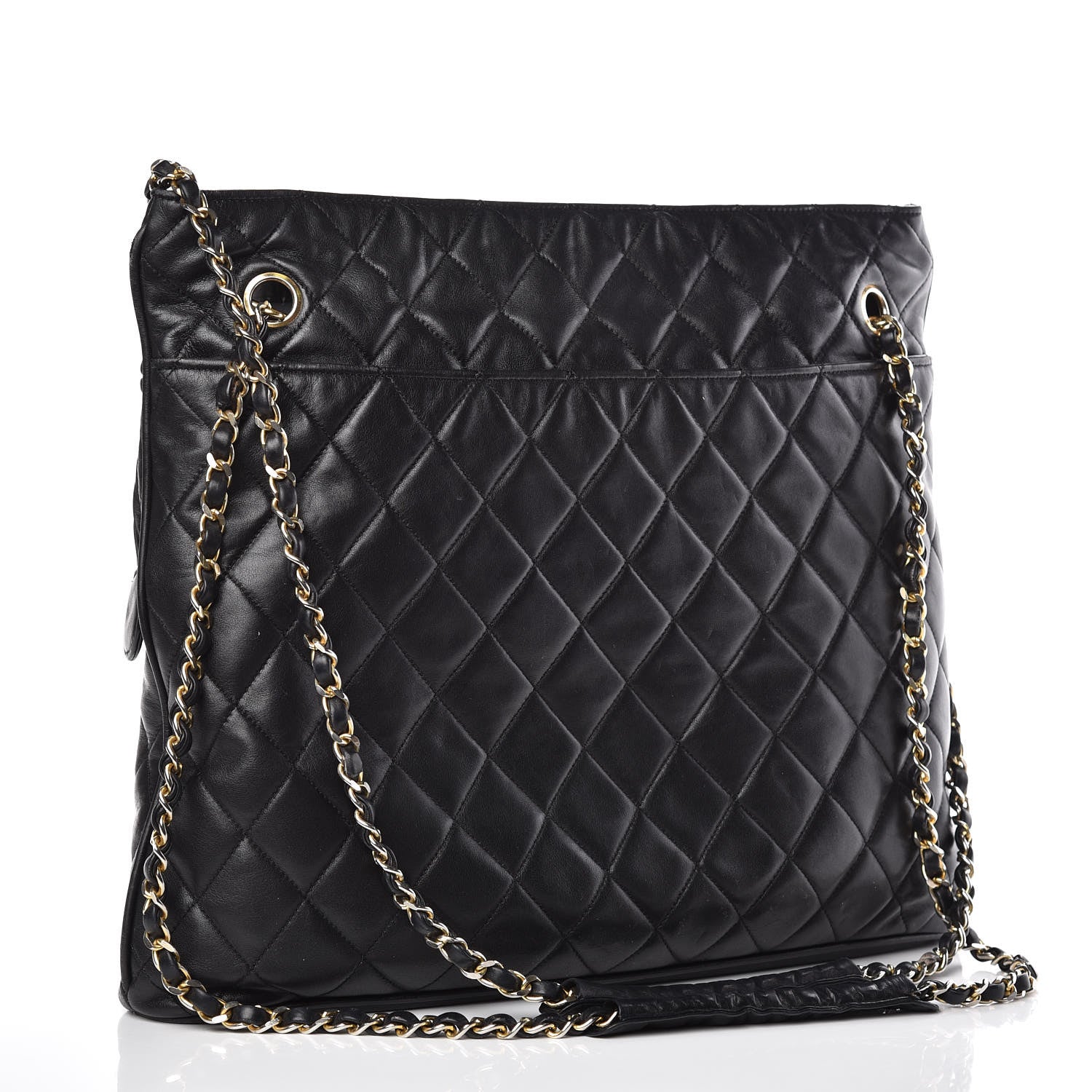Chanel Lambskin Quilted Shopping Tote Black 3 of 13