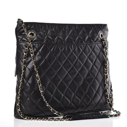 Chanel Lambskin Quilted Shopping Tote Black 3 of 13