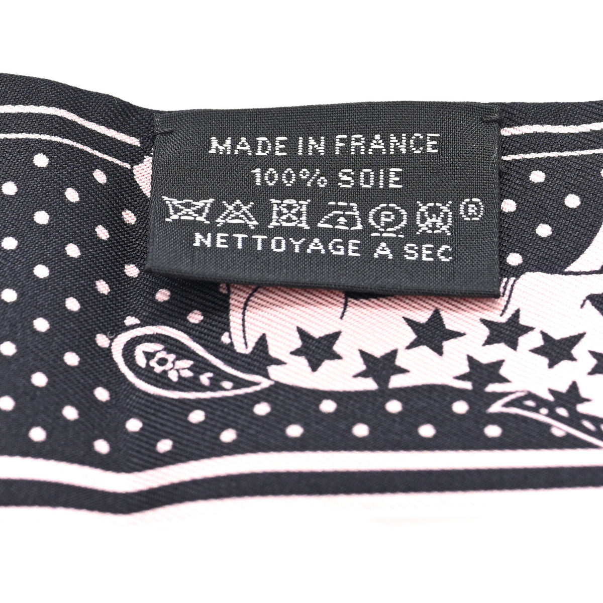 Silk Cheval De Coeur Bandana Twilly Black White Vieux Rose