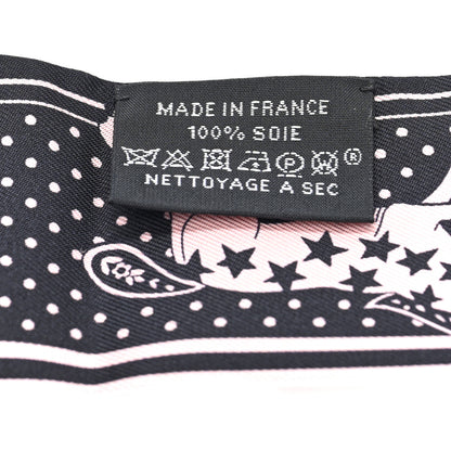 Hermes Silk Cheval De Coeur Bandana Twilly Black White Vieux Rose 3 of 3