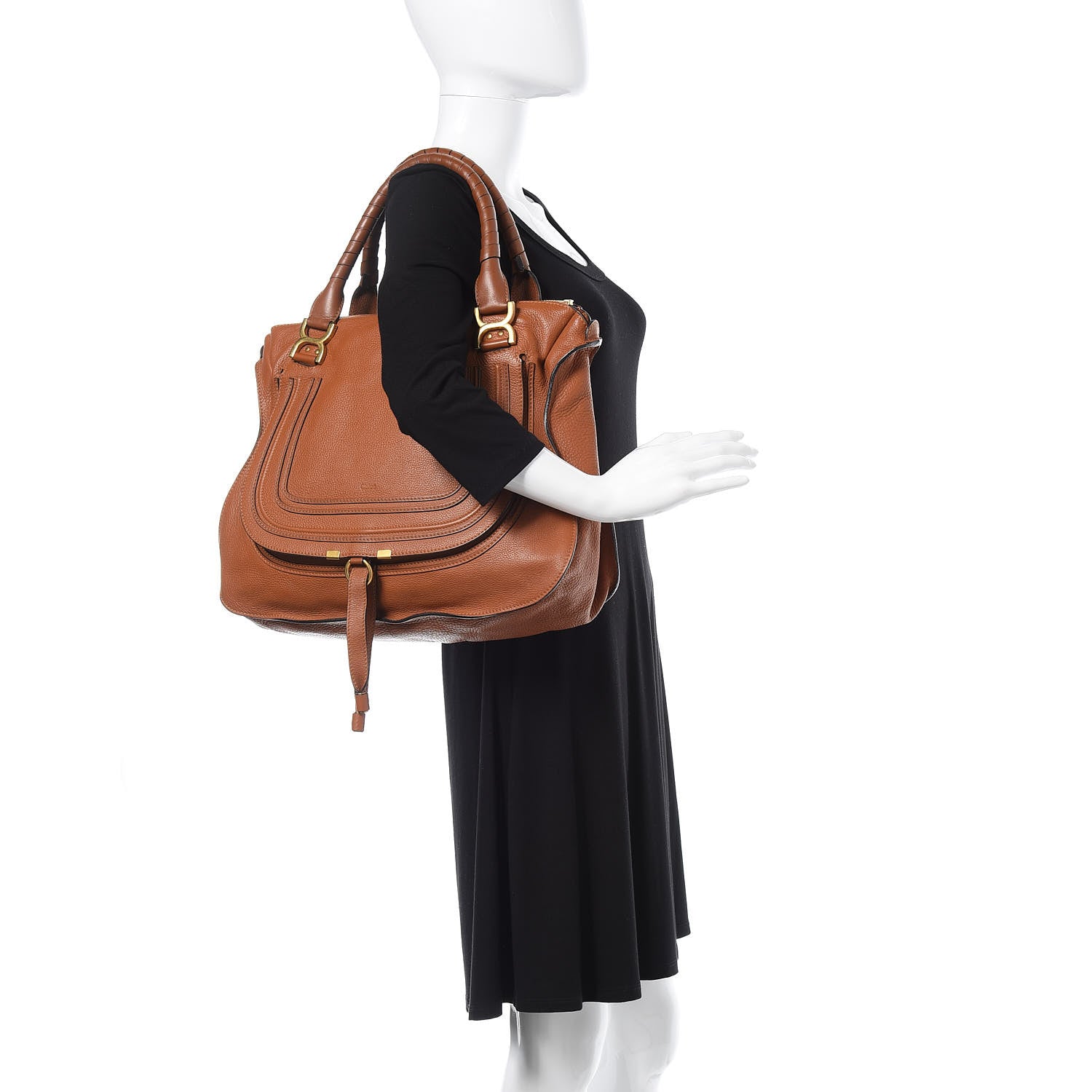 Chloe Calfskin Large Marcie Satchel Tan 2 of 11