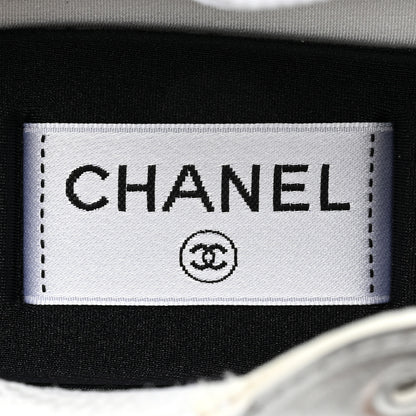 Chanel Fabric Laminated Calfskin Stretch CC Womens Sneakers 38 White Silver 8 of 10