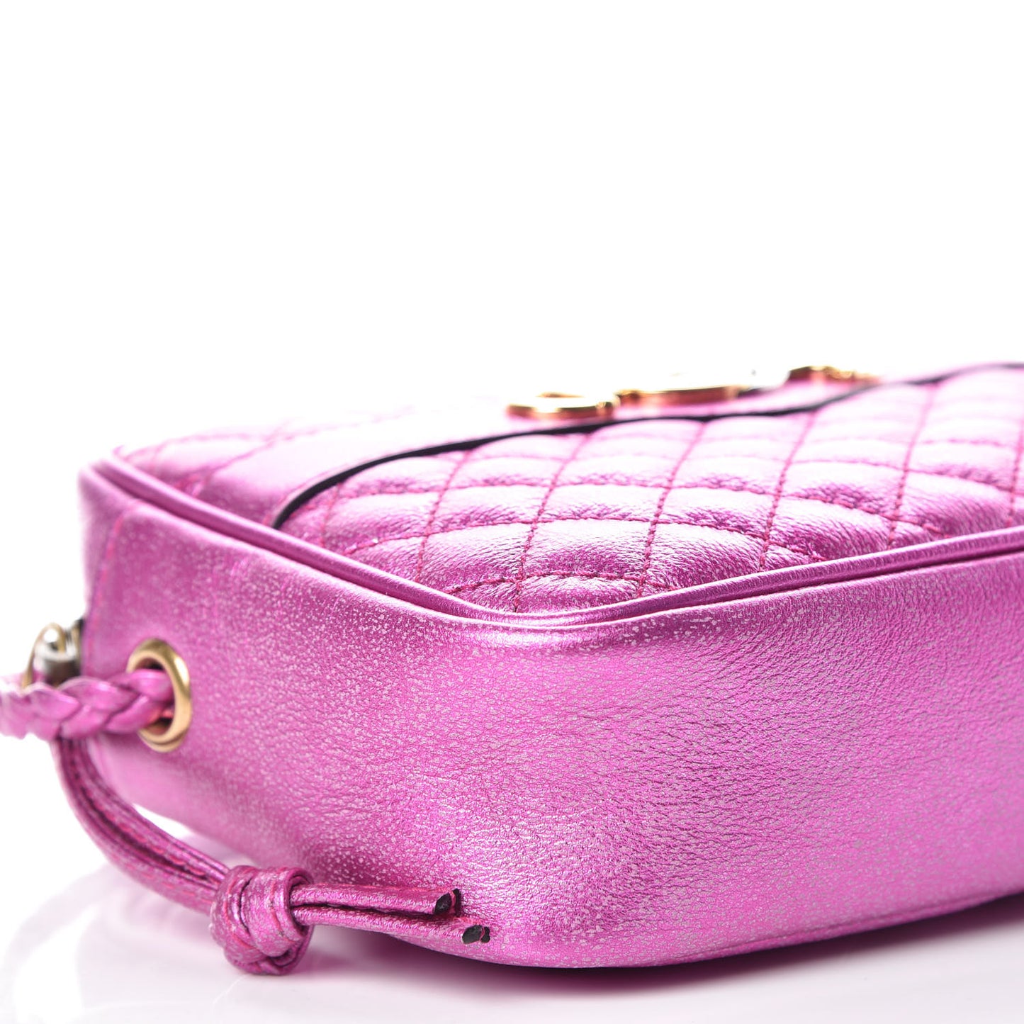 Laminated Nappa Trapuntata Mini Zumi Shoulder Bag Fuxia