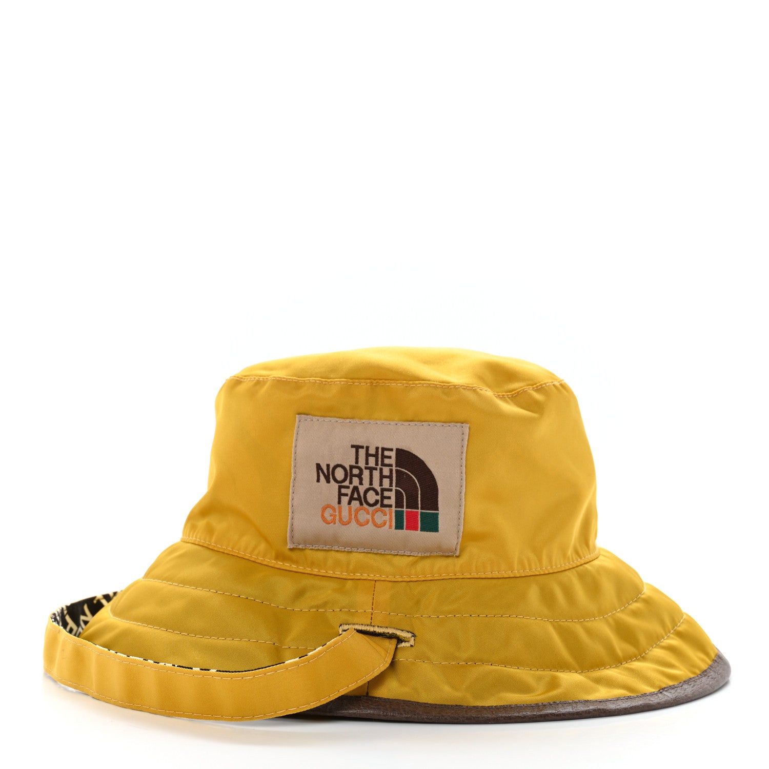Gucci X THE NORTH FACE Nylon Reversible Self-Tie Bucket Hat XXS Black Yellow 9 of 14
