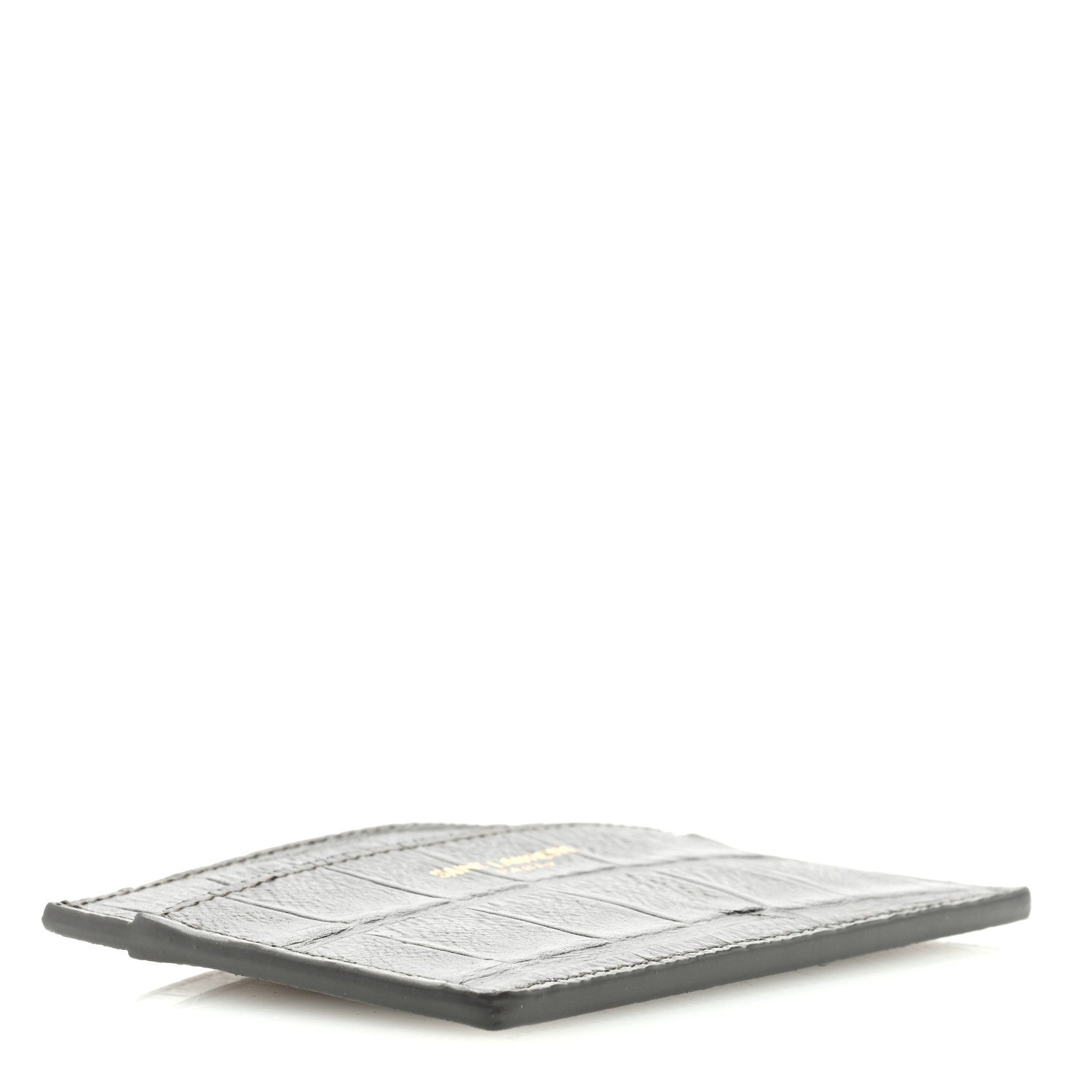 Saint Laurent Calfskin Crocodile Embossed Cassandra Credit Card Case 4 of 6