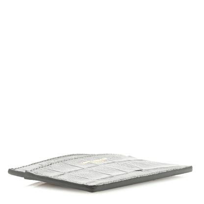 Saint Laurent Calfskin Crocodile Embossed Cassandra Credit Card Case 4 of 6