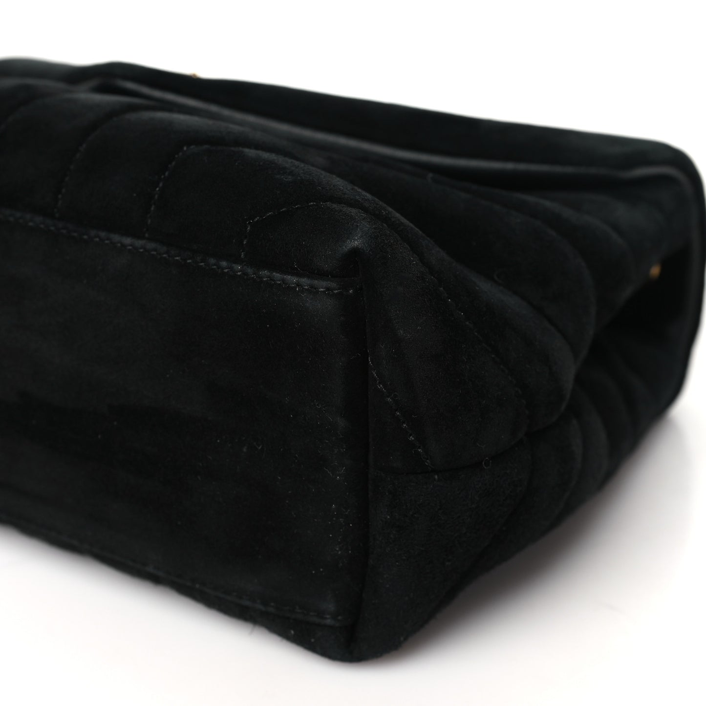 Suede Calfskin Y Quilted Monogram Small Loulou Chain Satchel Black