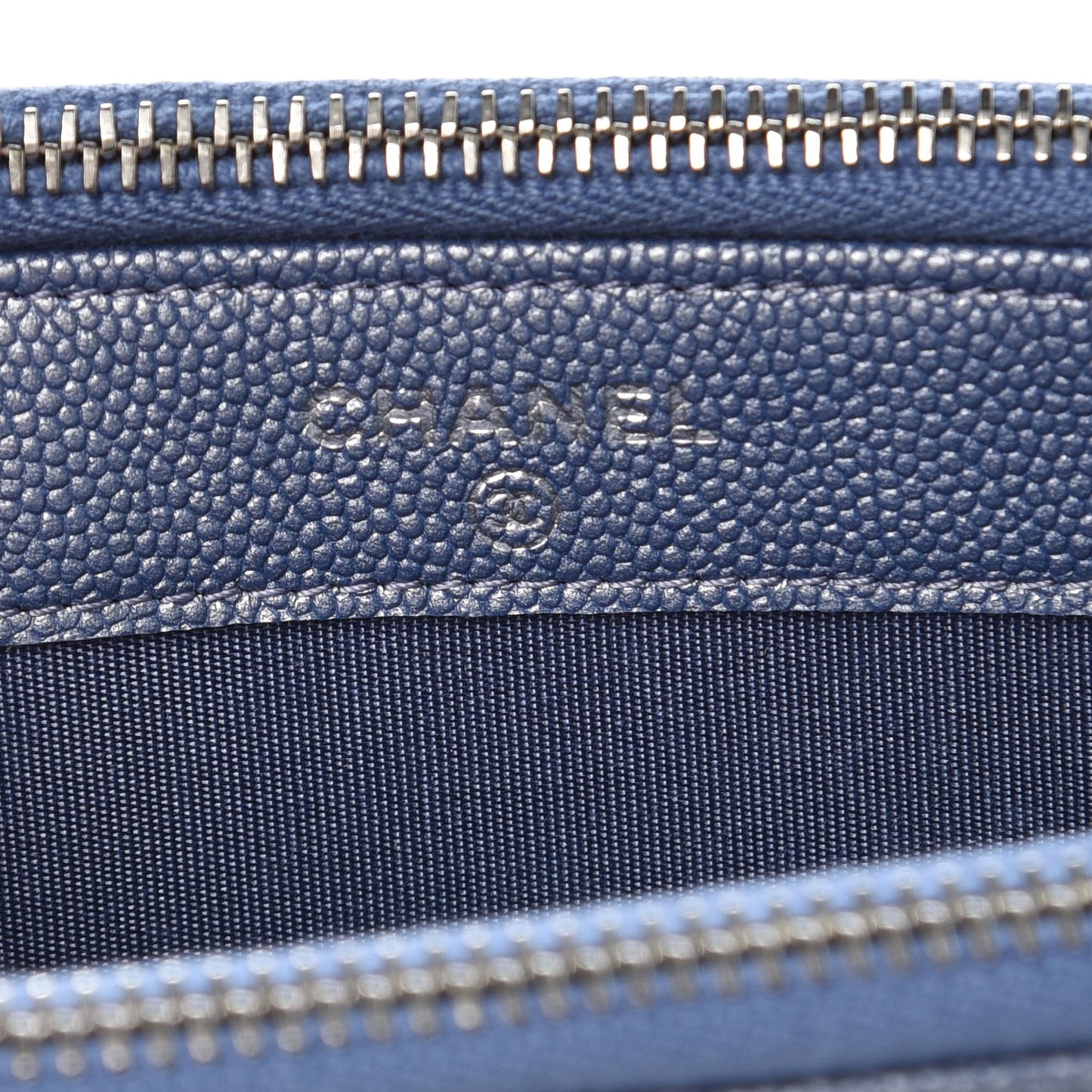 Metallic Caviar Chevron Quilted Small Vintage Mademoiselle Clutch With Chain Light Blue
