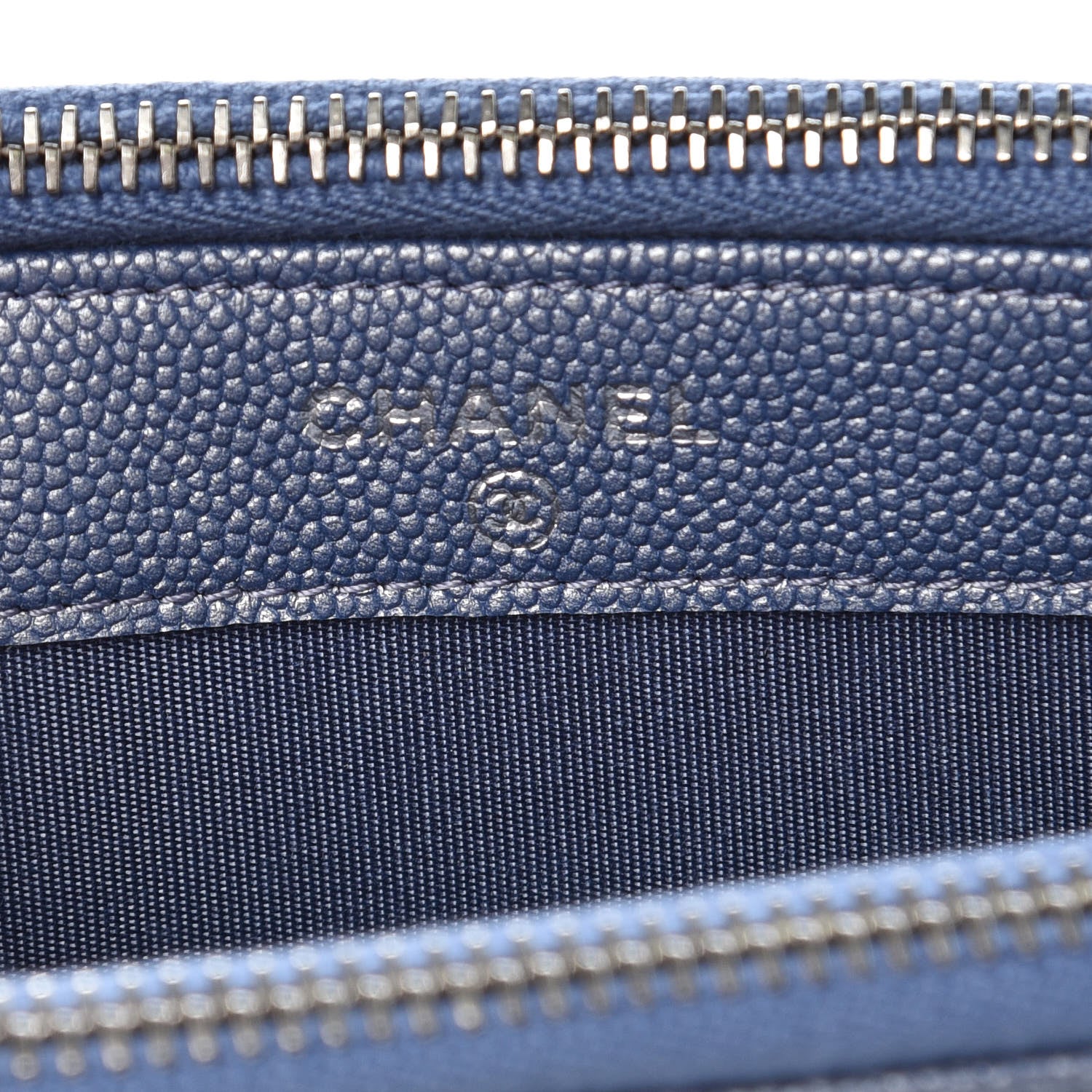 Chanel Metallic Caviar Chevron Quilted Small Vintage Mademoiselle Clutch With Chain Light Blue 6 of 11