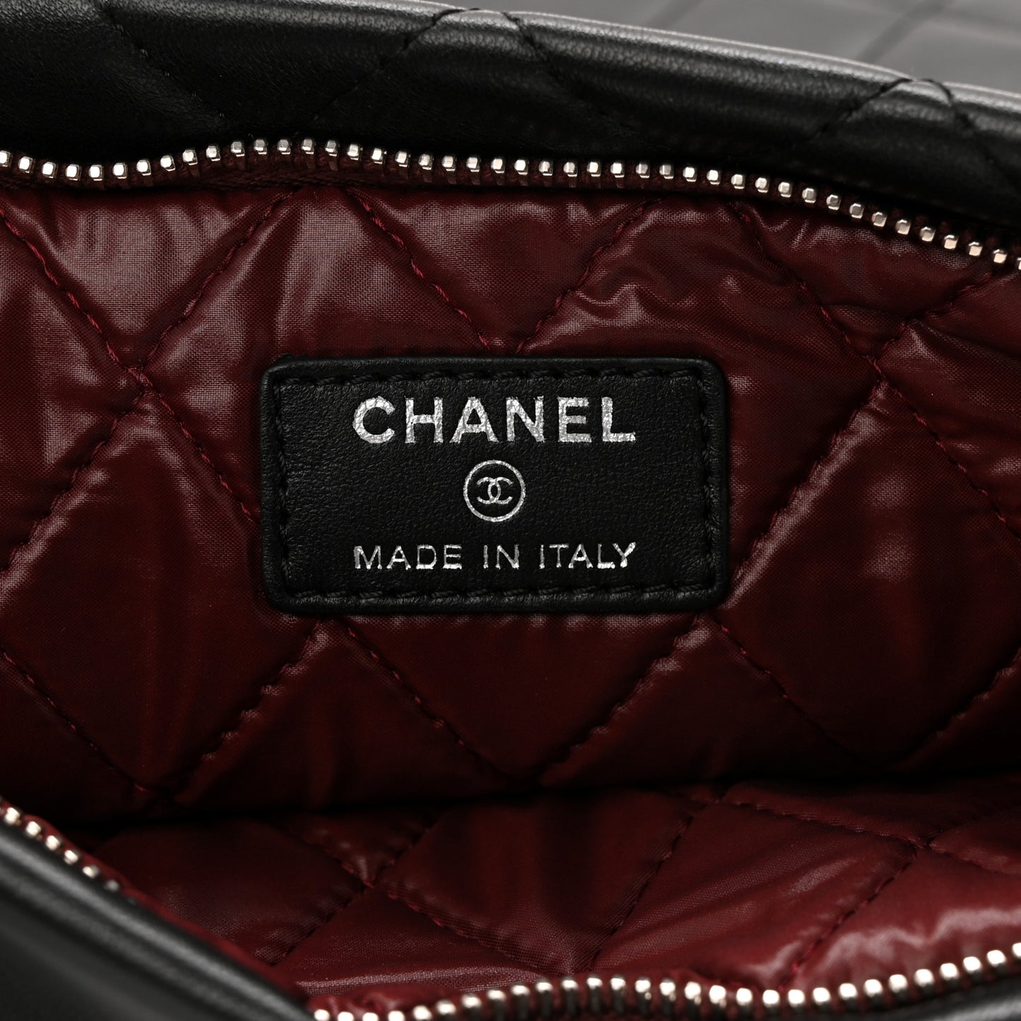 Lambskin Quilted CC Beauty Clutch Black
