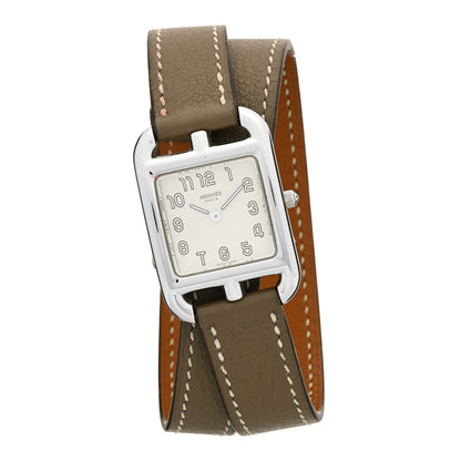 Hermes Stainless Steel Swift 23mm Cape Cod Double Tour Quartz Watch Etoupe 1 of 4