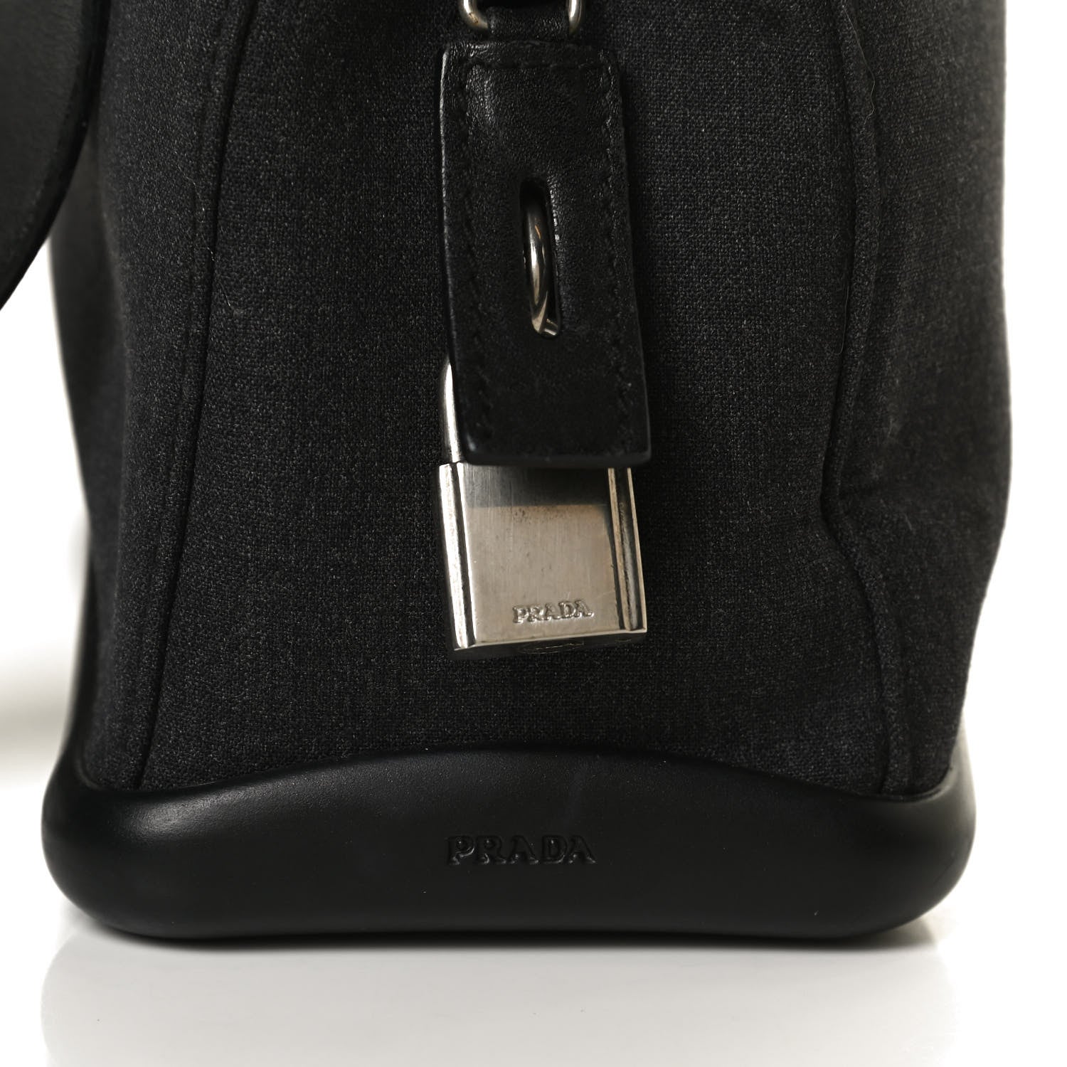 Prada Calfskin Fabric Messenger Bag Black 16 of 16