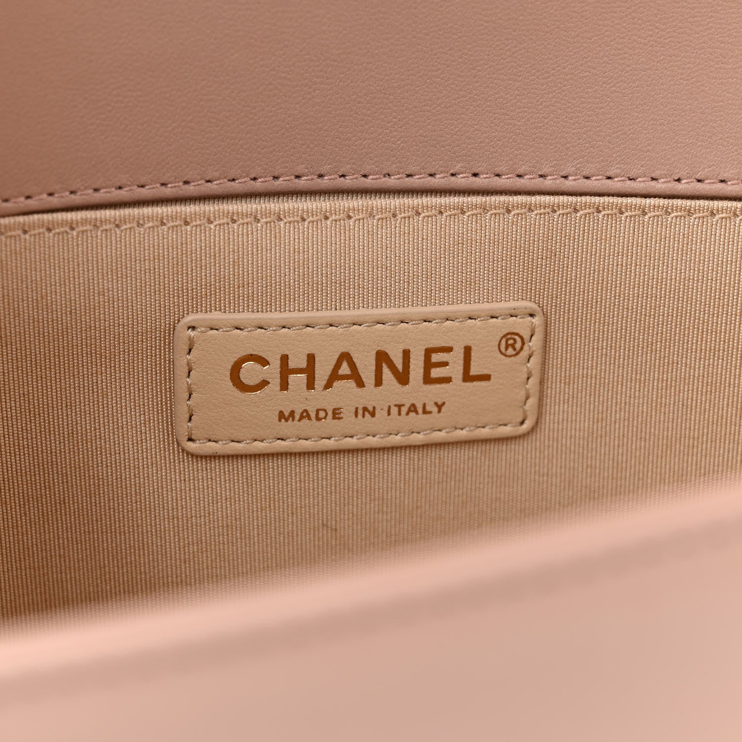 Chanel Lambskin Chevron Chain Stitched Medium Boy Flap Beige 6 of 14