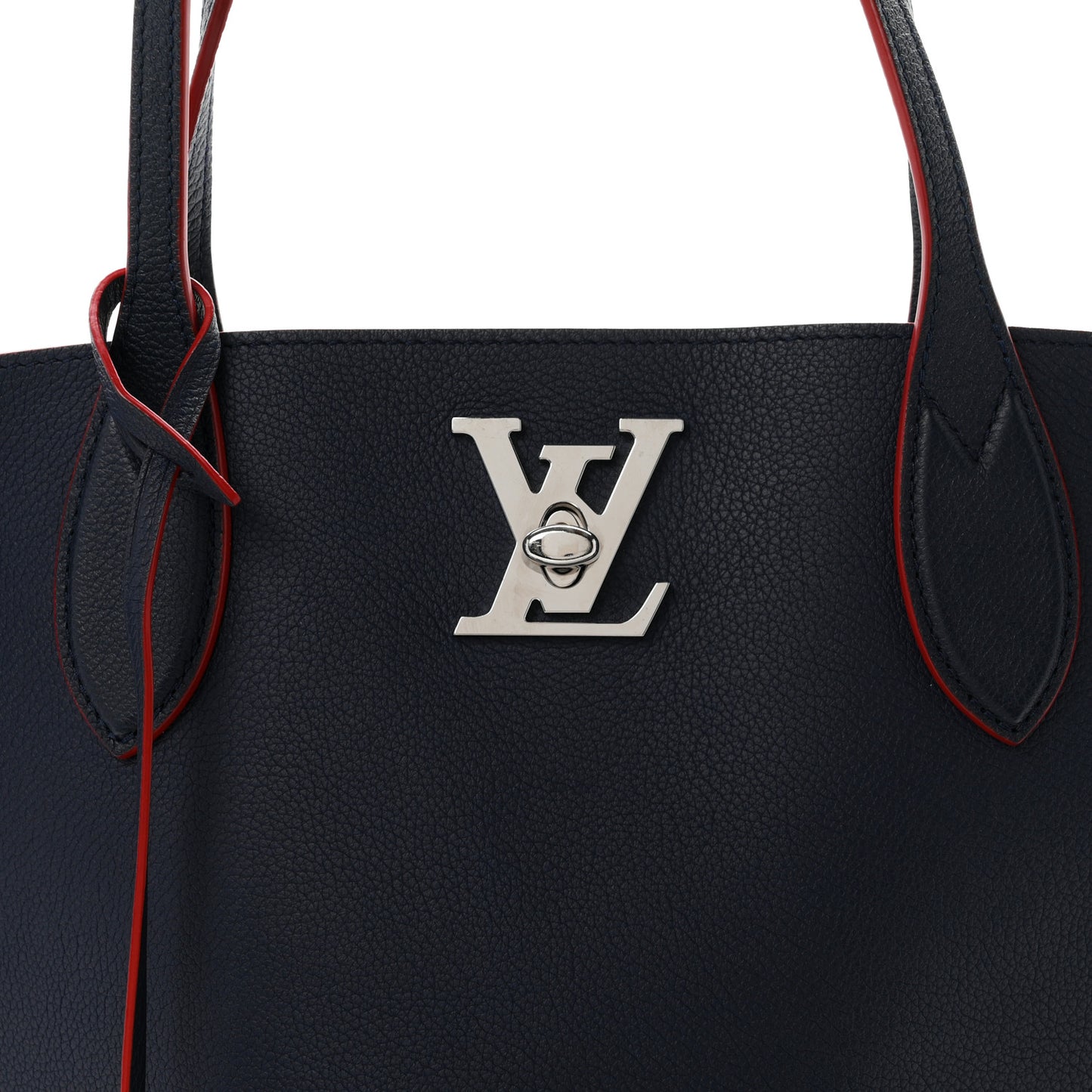 Calfskin Lockme Go Tote Marine Rouge