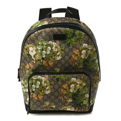 Gucci GG Supreme Monogram Blooms Medium Day Backpack Beige New Military Black 1 of 10