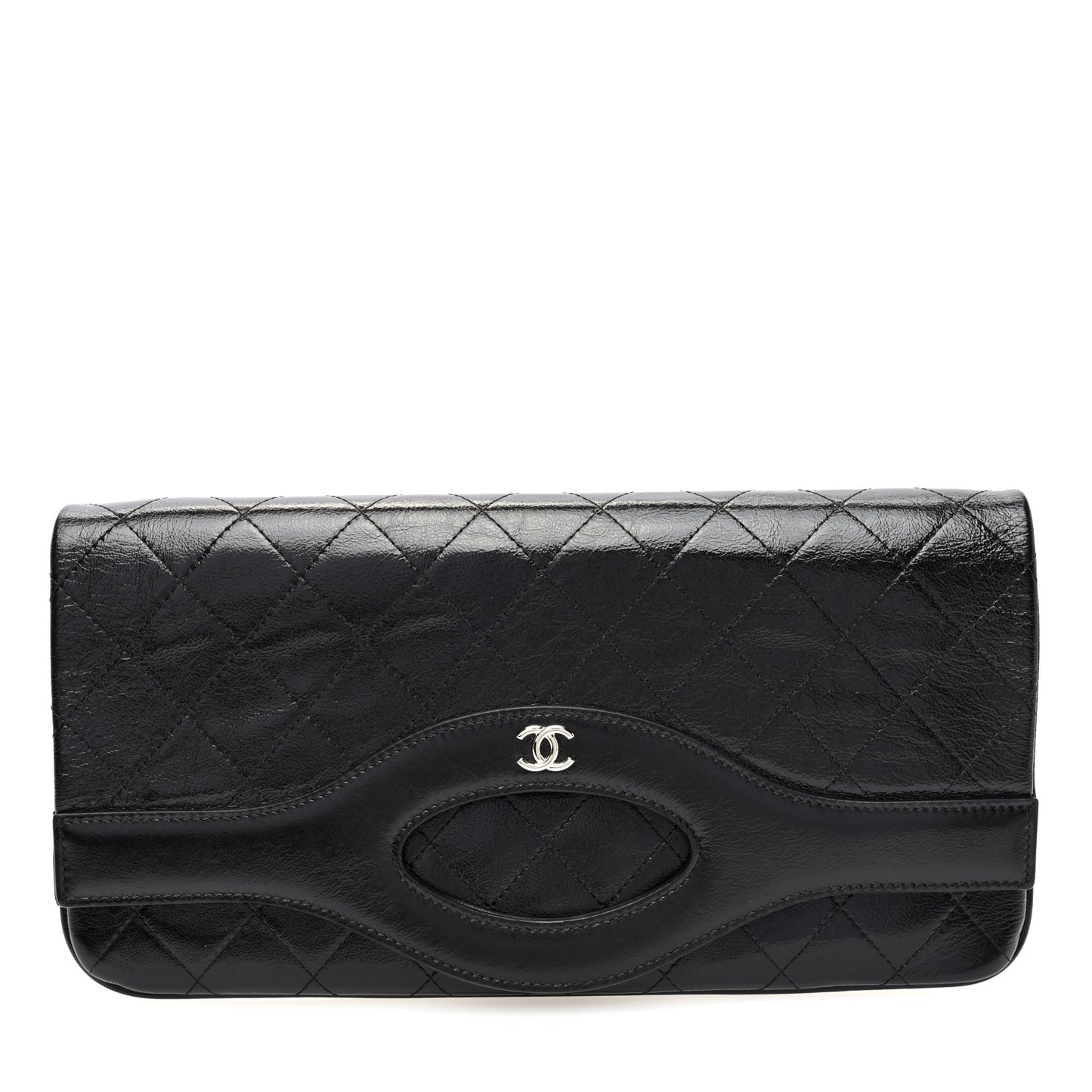 Shiny Crumpled Calfskin Large 31 Pouch Black