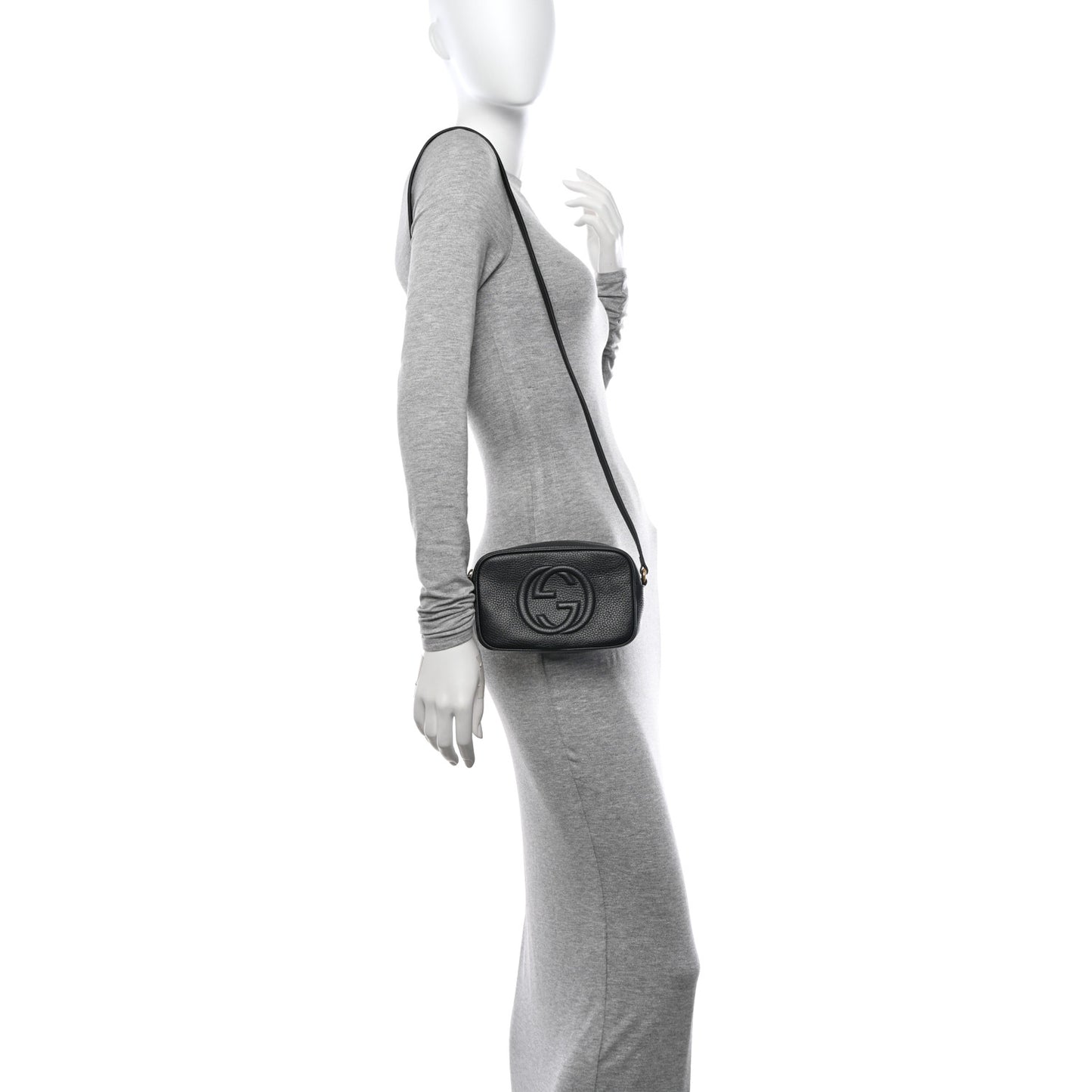 Pebbled Calfskin Mini Soho Disco Bag Black