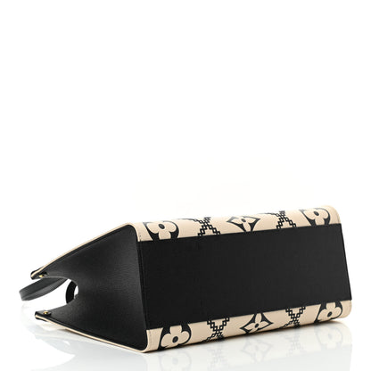 Louis Vuitton Empreinte Monogram Giant Broderies Onthego MM Cream Black 4 of 12