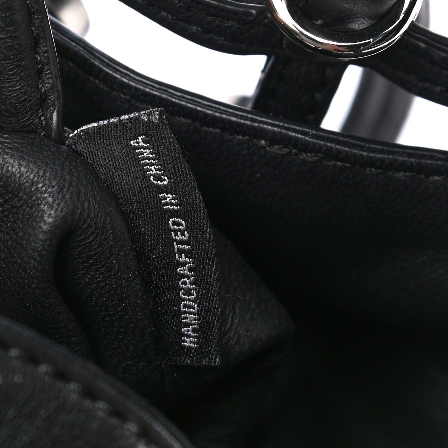 Calfskin Crystal Embellished Roxy Mini Bucket Bag Black