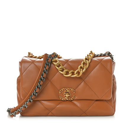Chanel Lambskin Quilted Large Chanel 19 Flap Brown 1 of 10
