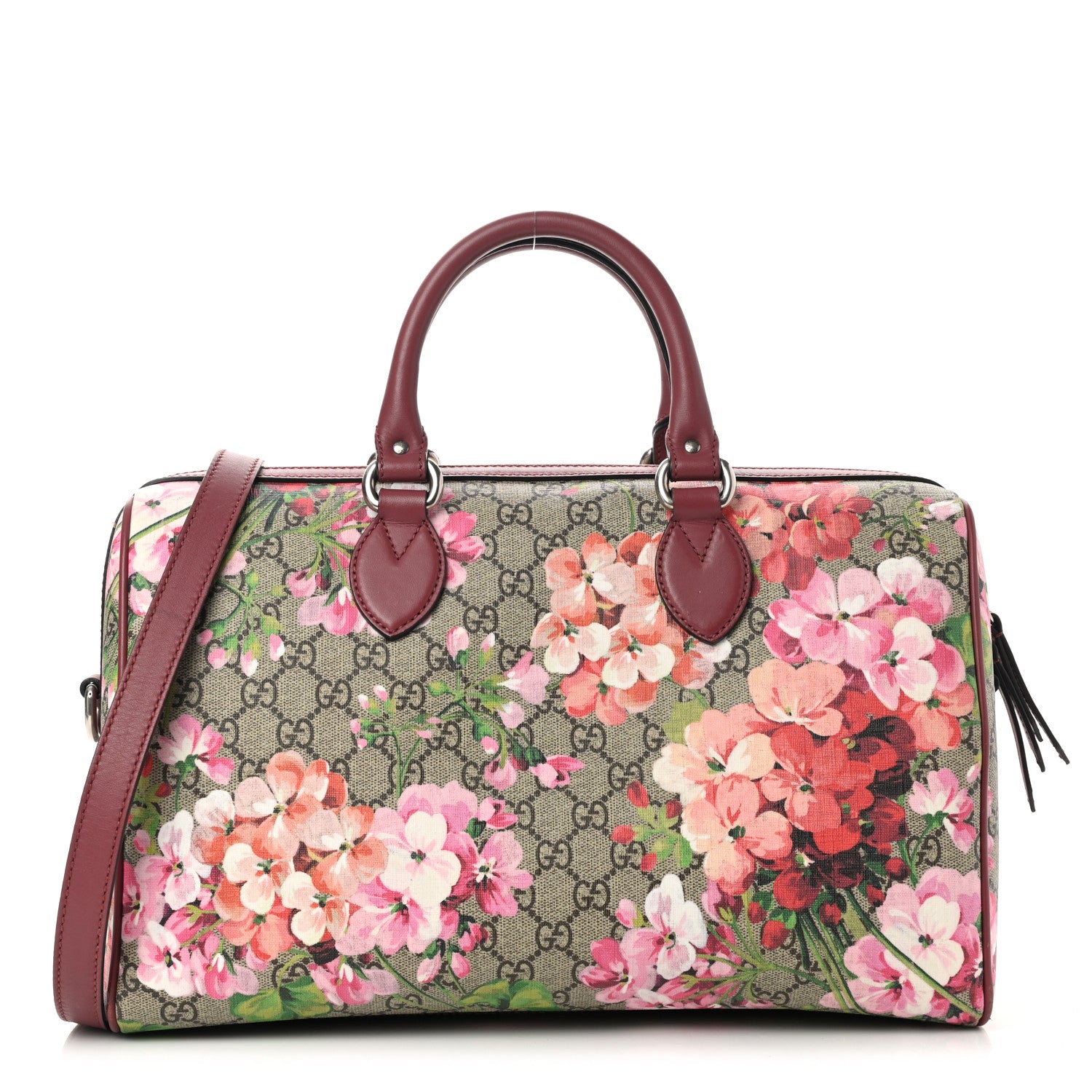 Gucci GG Supreme Monogram Blooms Medium Boston Beige Multicolor Dry Rose 1 of 13