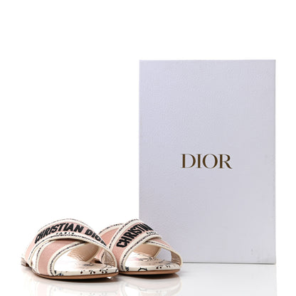Christian Dior Canvas Rose Mutabilis Embroidered Dway Criss Cross Slide Sandals 40 Multicolor 9 of 9
