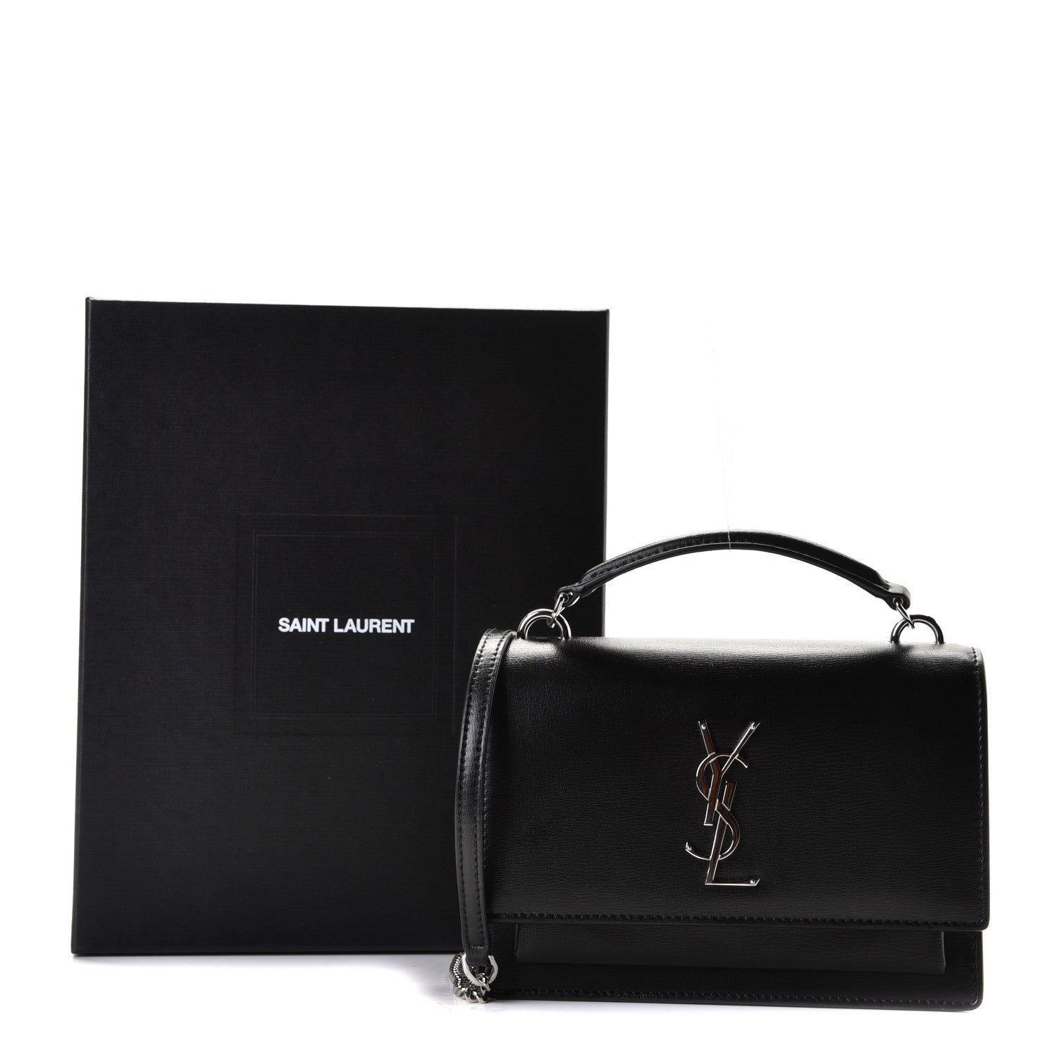 Saint Laurent Calfskin Monogram Sunset Chain Wallet Black 8 of 8