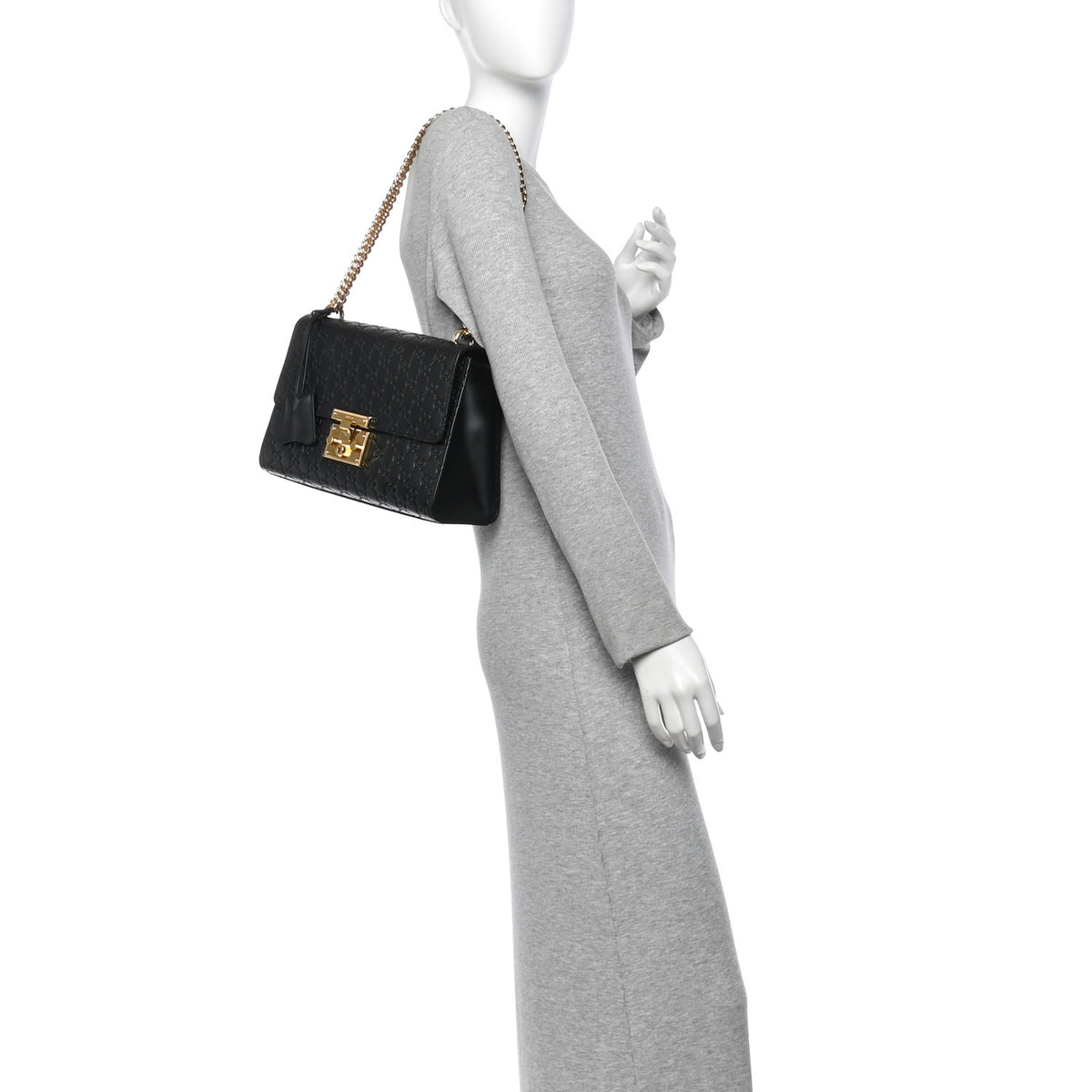 Guccissima Medium Padlock Shoulder Bag Black