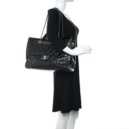 Chanel Glazed Calfskin Quilted Large CC Delivery Tote Black 2 of 14