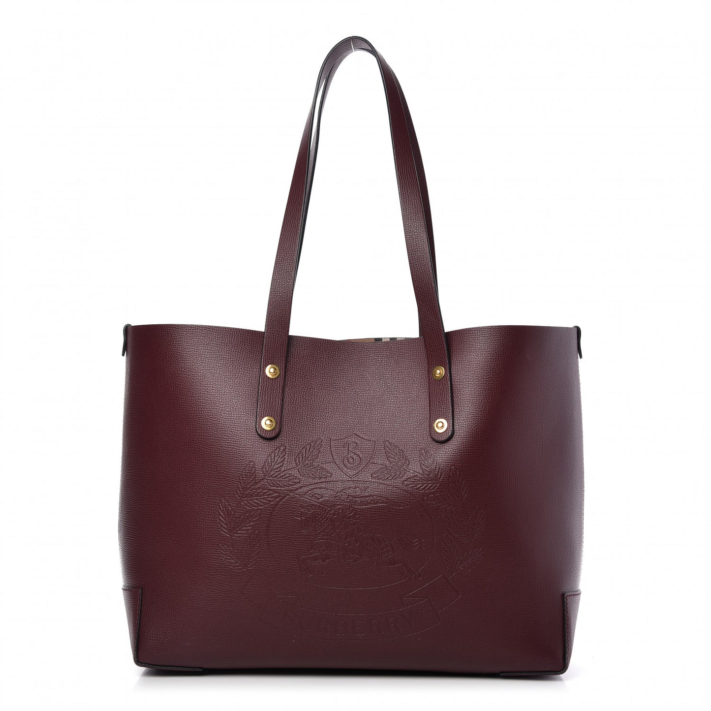 Calfskin Crest Embossed Small Tote Burgundy