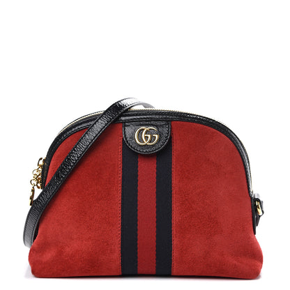 Gucci Suede Patent Web GG Small Ophidia Dome Shoulder Bag Hibiscus Red 1 of 9
