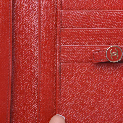 Chanel Grained Calfskin CC Button Long Wallet Red 12 of 13