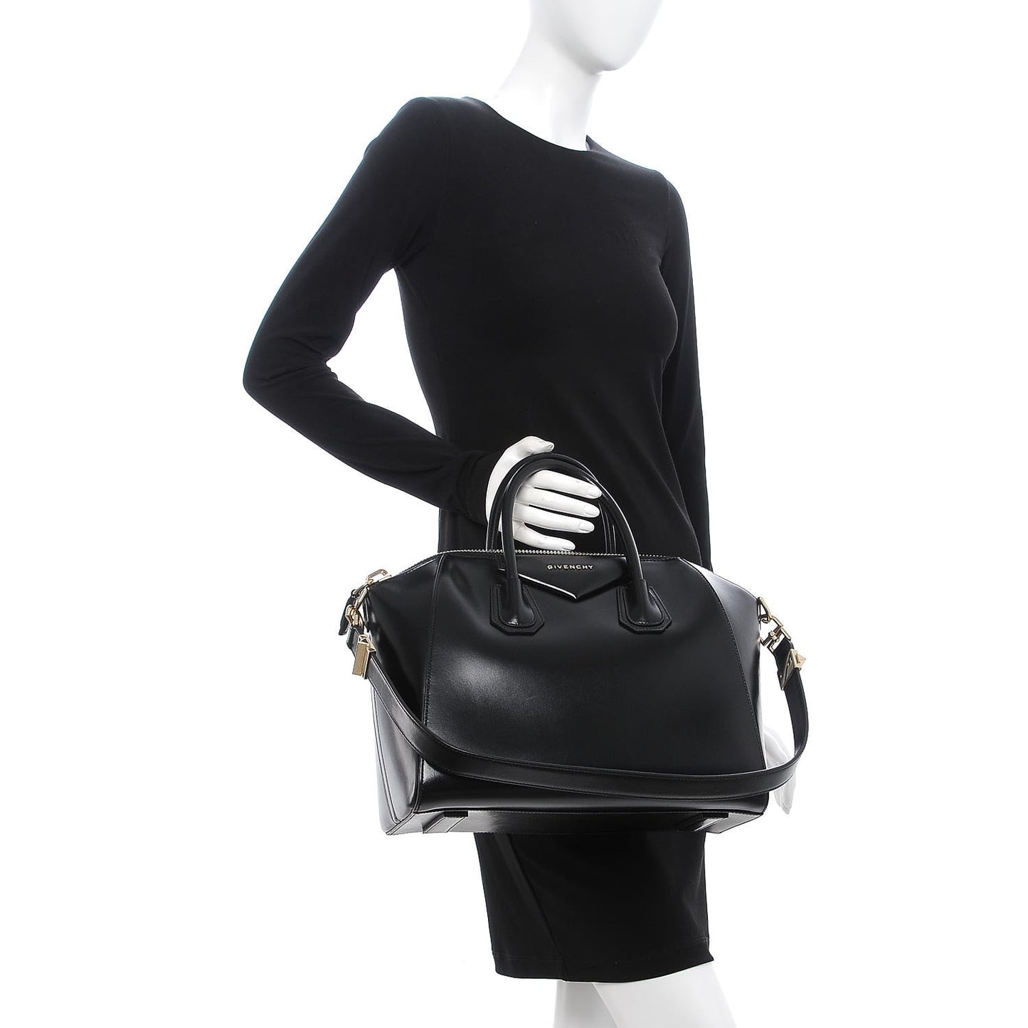 Shiny Lord Calfskin Medium Antigona Black