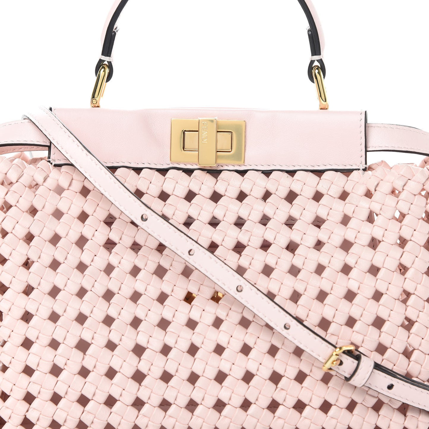 Nappa Woven Mini Peekaboo Iconic Satchel Rosa Confetto