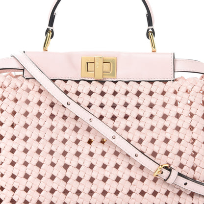 Fendi Nappa Woven Mini Peekaboo Iconic Satchel Rosa Confetto 10 of 12