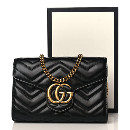 Gucci Calfskin Matelasse GG Marmont Chain Wallet Black 10 of 10