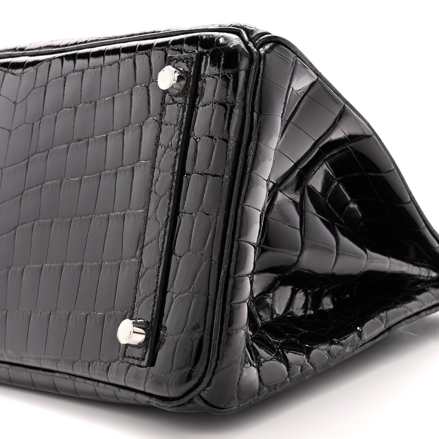 Hermes Shiny Niloticus Crocodile Birkin 30 Black 10 of 13