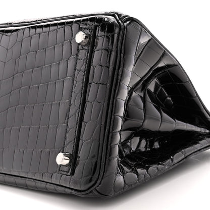 Hermes Shiny Niloticus Crocodile Birkin 30 Black 10 of 13