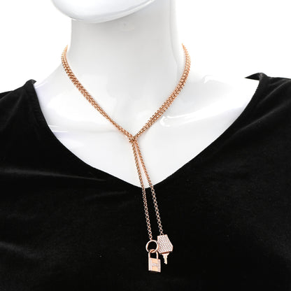 Hermes 18K Rose Gold Pave Diamond MM Kelly Clochette Long Necklace 2 of 5