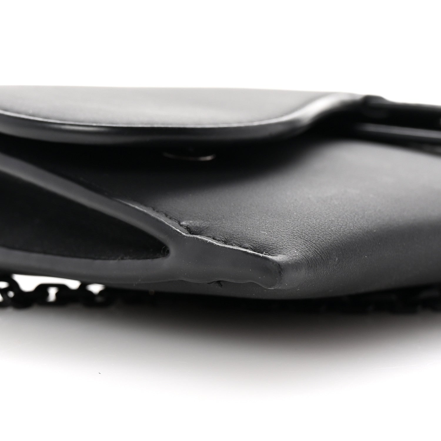 Christian Dior Ultra Matte Calfskin Saddle Chain Wallet Pouch Black 8 of 9