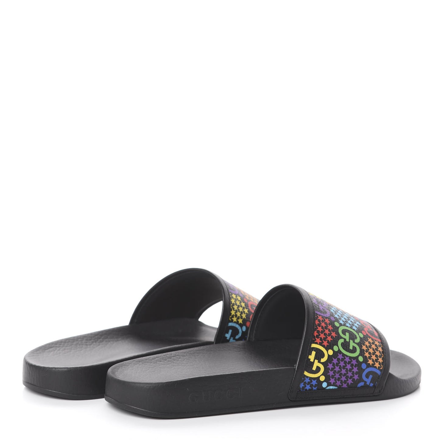 GG Supreme Monogram Psychedelic Mens Slide Sandals 9 Black Multicolor