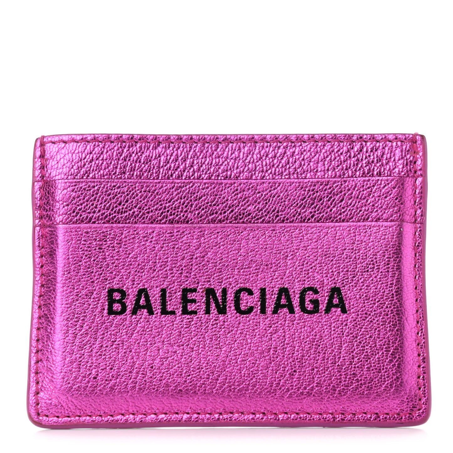 Metallic Goatskin Logo Everyday Multi Card Case Rose Fuchsia Black