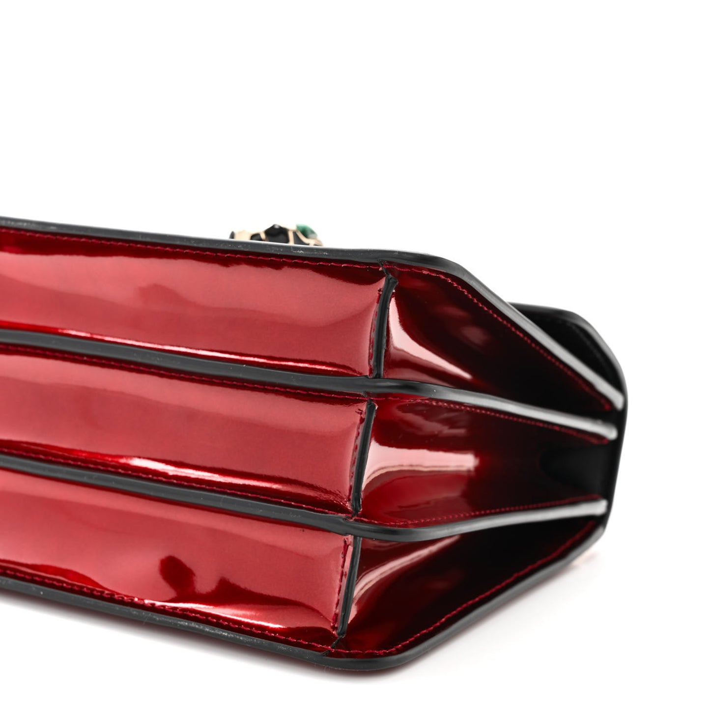 Metallic Calfskin Serpenti Forever Top Handle Dark Red