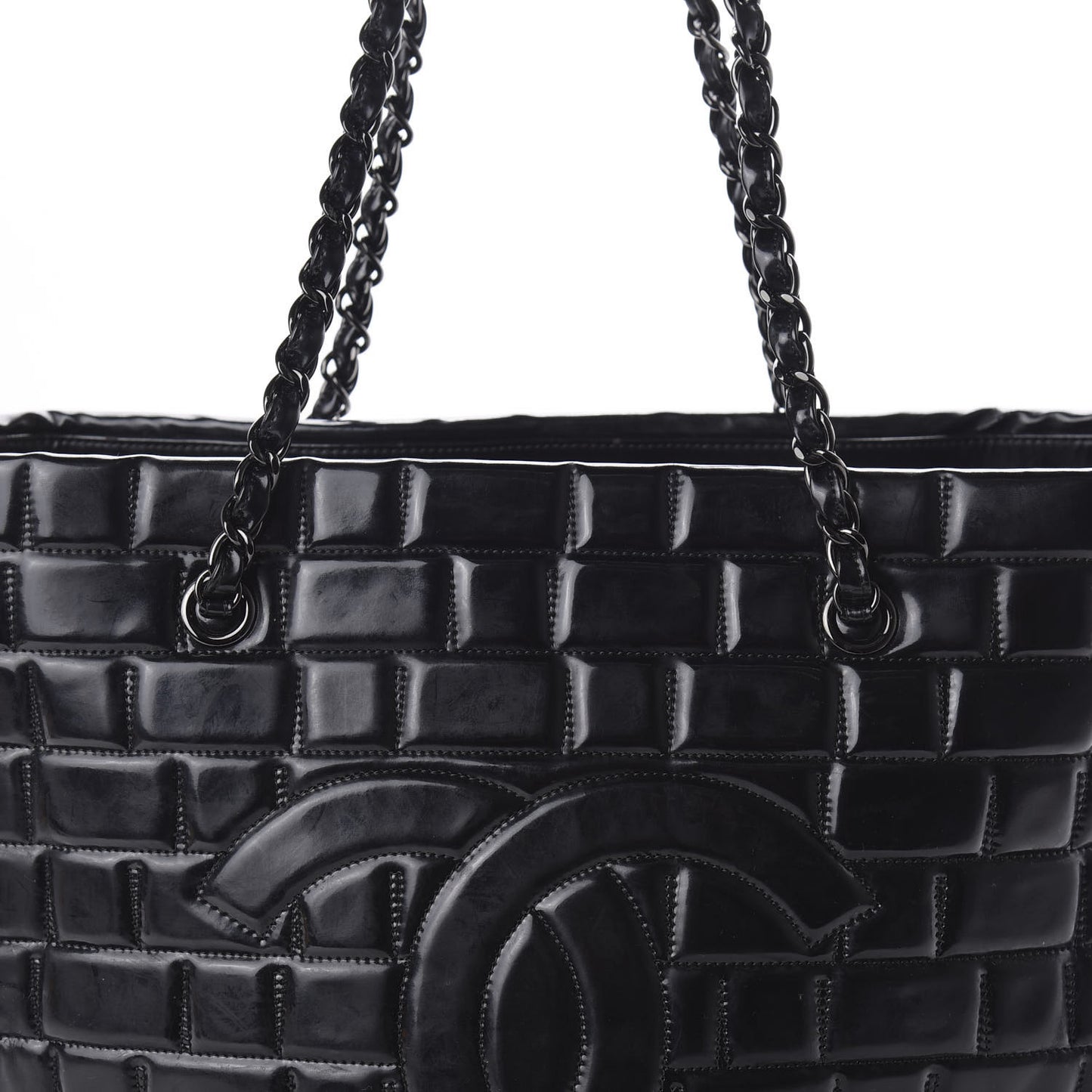 Vinyl Quilted Frozen Shopping Tote Black