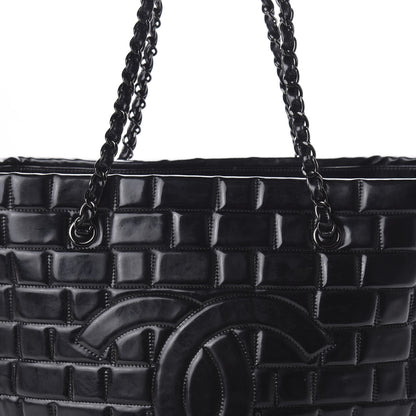 Chanel Vinyl Quilted Frozen Shopping Tote Black 11 of 12